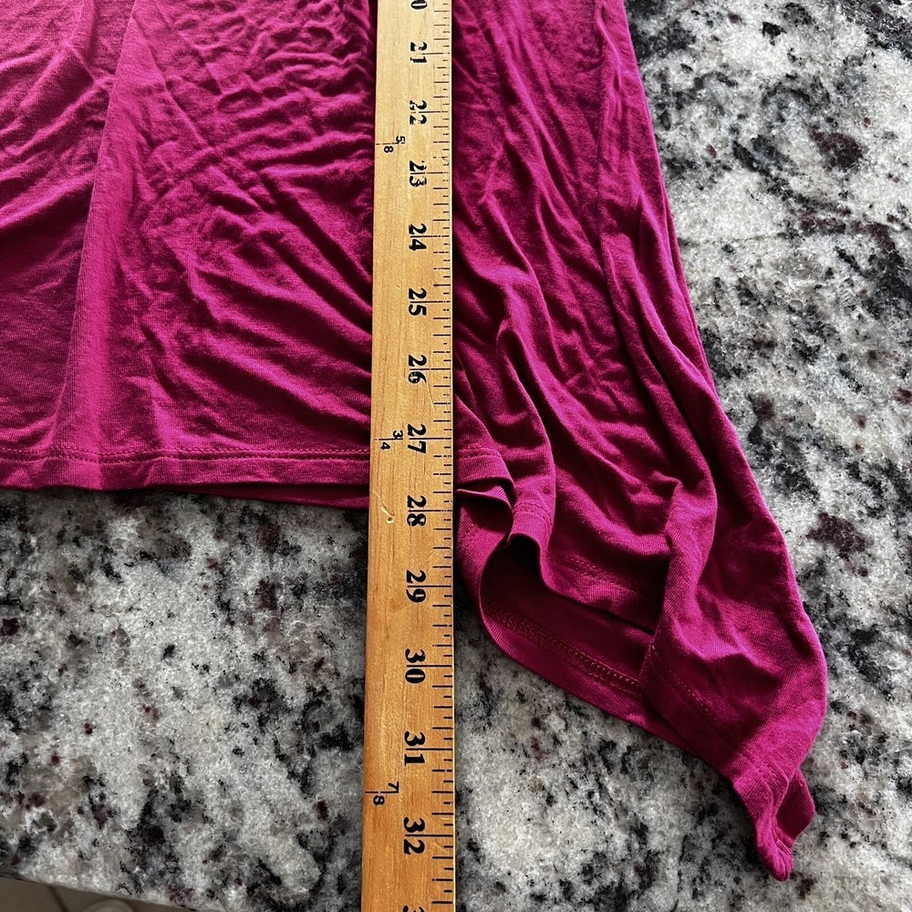 LOGO by Lori Goldstein V Neck Tunic Top Burgundy Asymmetrical Hem Size Medium - Picture 8 of 10